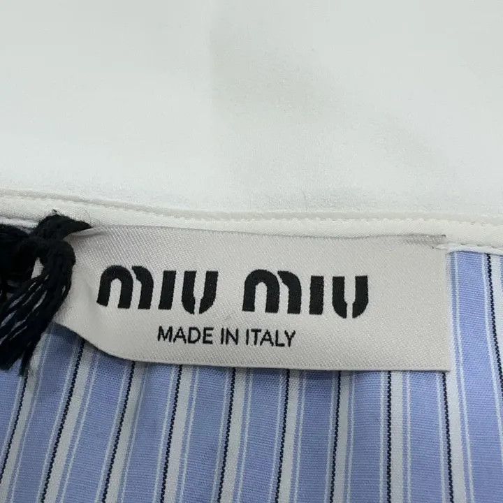 Miu Miu Miu Miu Stylish Striped Navy Shirt for Women 0079 Size M / US 6-8 / IT 42-44 - 4 Thumbnail