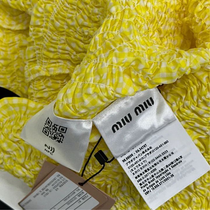 Miu Miu Miu Miu SS22 Yellow Gingham Sleeveless Dress 0079 Size S / US 4 / IT 40 - 4 Thumbnail