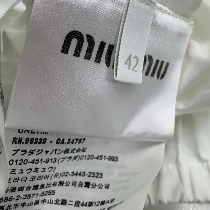 Miu Miu Miu Miu White Cropped Shirt with Print 0079 Size L / US 10 / IT 46 - 5 Thumbnail