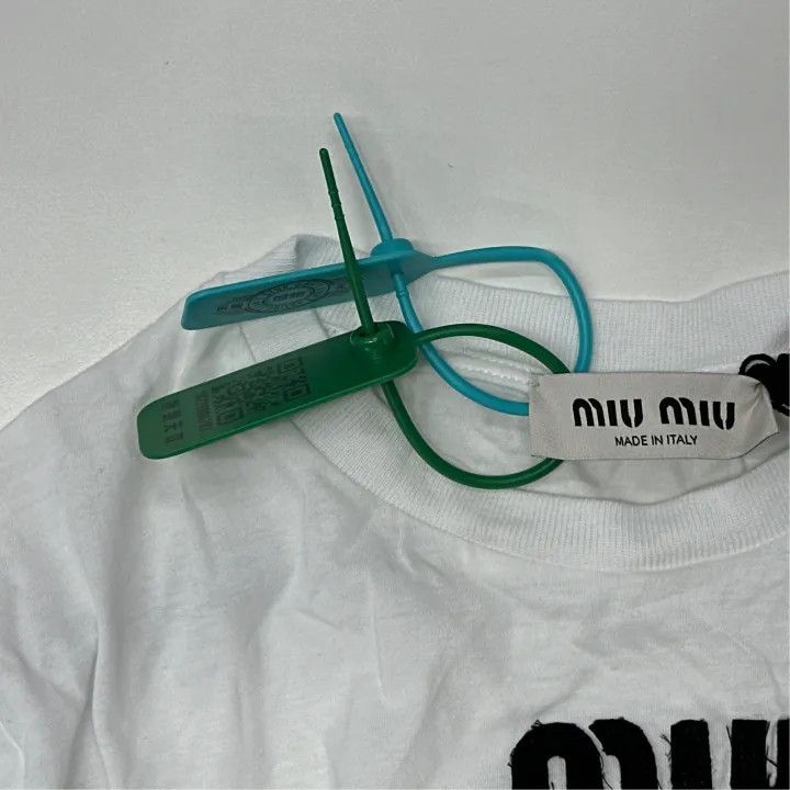 Miu Miu Miu Miu Cloud Logo Embroidered T-Shirt 0079 Size XS / US 0-2 / IT 36-38 - 2 Thumbnail