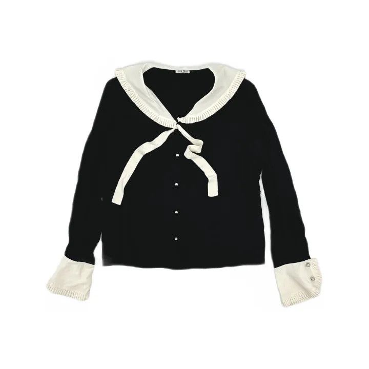 Miu Miu Miu Miu Black Long Sleeve Bow Blouse 0079 Size L / US 10 / IT 46 - 2 Thumbnail
