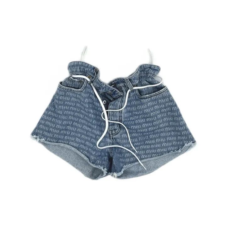 Miu Miu Miu Miu SS22 Logo Denim Shorts 0079 Size 27" / US 4 / IT 40 - 2 Thumbnail