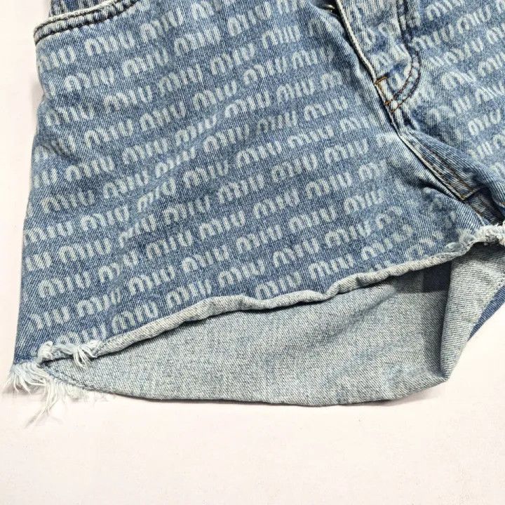 Miu Miu Miu Miu SS22 Logo Denim Shorts 0079 Size 27" / US 4 / IT 40 - 10 Thumbnail