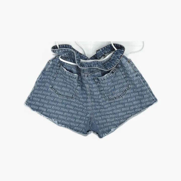 Miu Miu Miu Miu SS22 Logo Denim Shorts 0079 Size 27" / US 4 / IT 40 - 3 Thumbnail