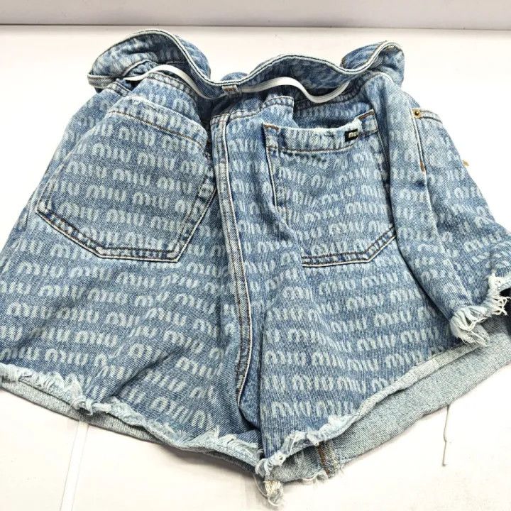 Miu Miu Miu Miu SS22 Logo Denim Shorts 0079 Size 27" / US 4 / IT 40 - 7 Thumbnail