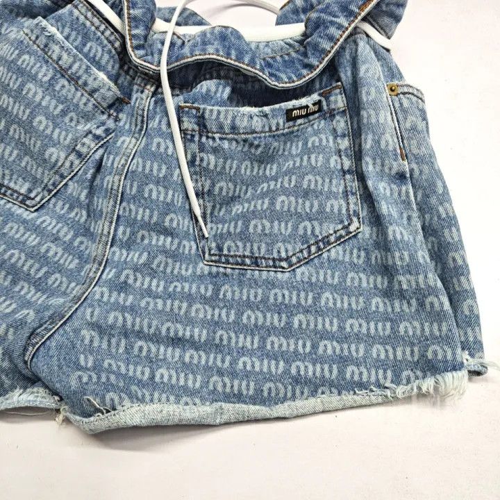 Miu Miu Miu Miu SS22 Logo Denim Shorts 0079 Size 27" / US 4 / IT 40 - 11 Thumbnail
