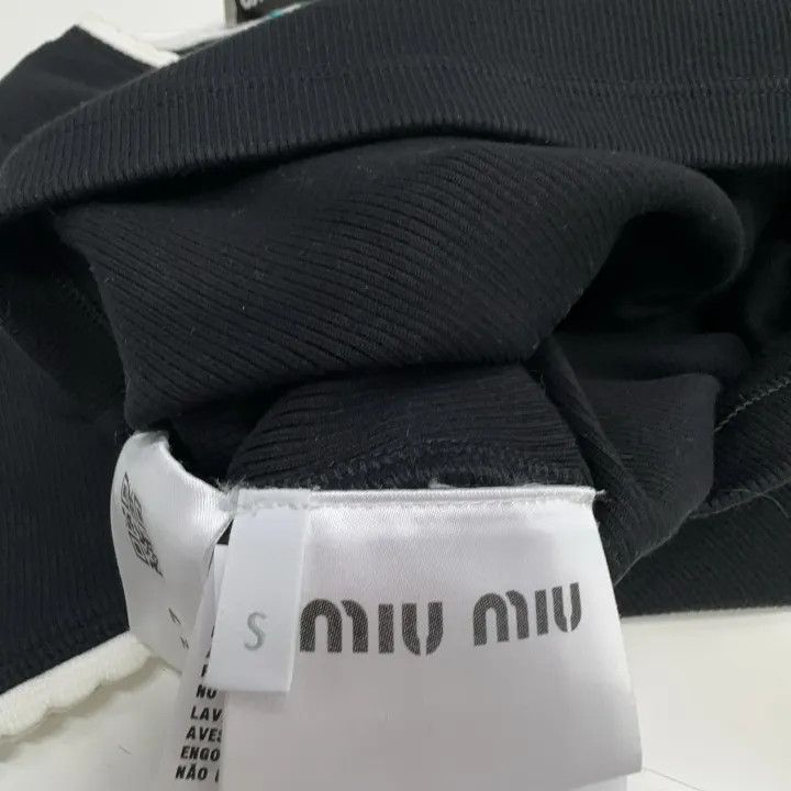 Miu Miu Miu Miu Black Logo Ribbed Short Sleeve T-Shirt 0079 Size S / US 4 / IT 40 - 3 Thumbnail