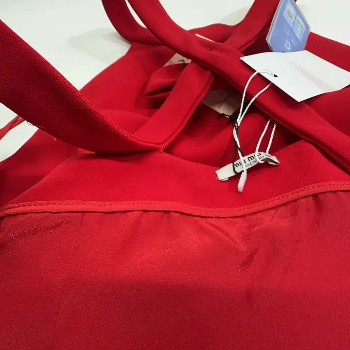 Miu Miu Miu Miu Red Halter Neck Dress with Pearls 0079 Size M / US 6-8 / IT 42-44 - 7 Thumbnail