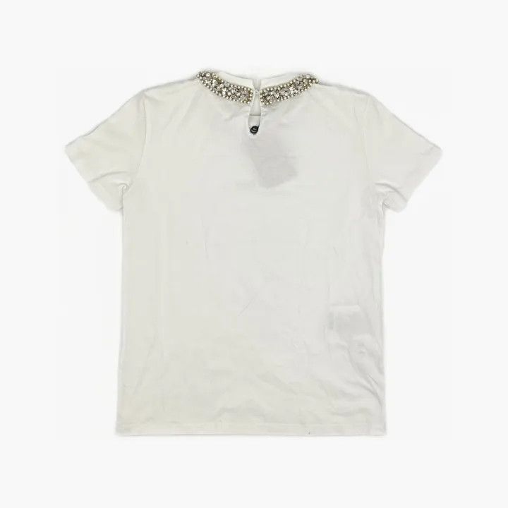 Miu Miu Miu Miu Logo Print Rhinestone Collar T-Shirt 0079 Size S / US 4 / IT 40 - 3 Thumbnail
