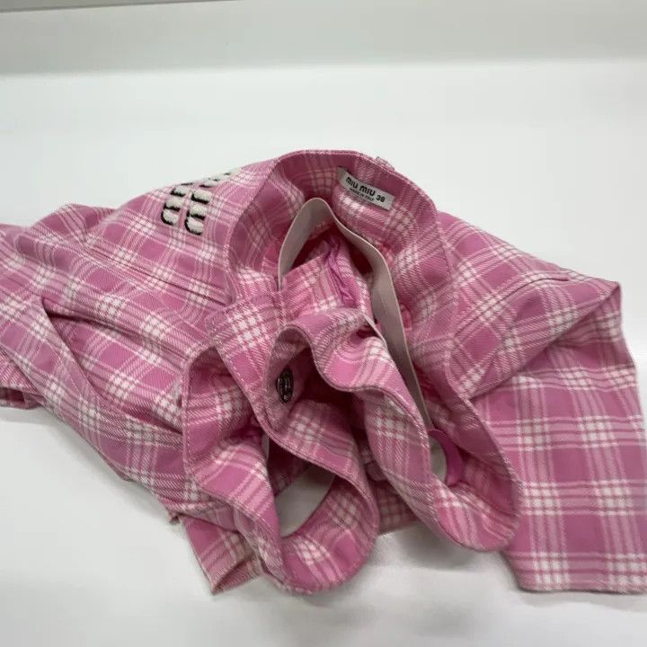 Miu Miu Miu Miu SS22 Pink Plaid Casual Shorts 0079 Size 38" / US 16 / IT 52 - 6 Thumbnail