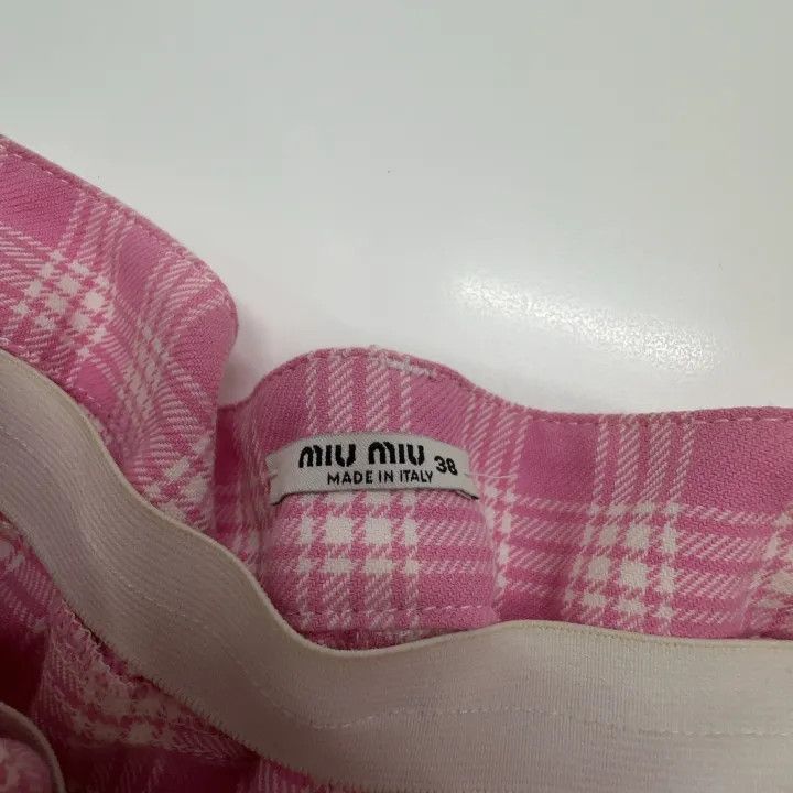 Miu Miu Miu Miu SS22 Pink Plaid Casual Shorts 0079 Size 38" / US 16 / IT 52 - 3 Thumbnail
