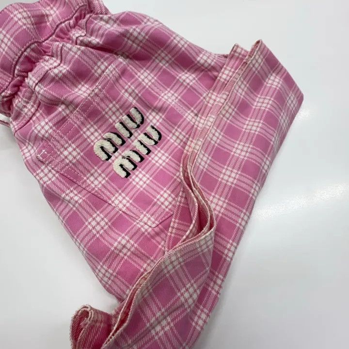 Miu Miu Miu Miu SS22 Pink Plaid Casual Shorts 0079 Size 38" / US 16 / IT 52 - 8 Thumbnail