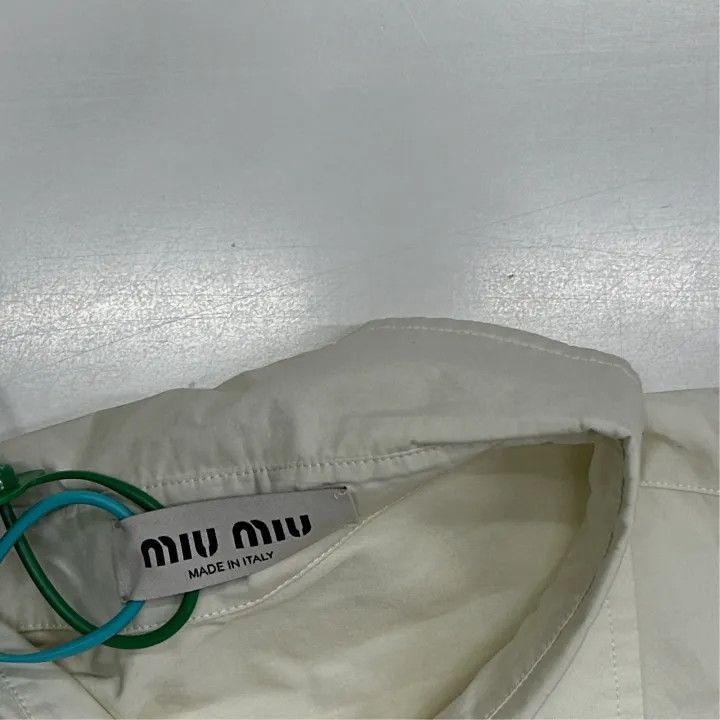 Miu Miu Miu Miu SS24 Logo Embroidered Long Sleeve Shirt 0079 Size S / US 4 / IT 40 - 2 Thumbnail