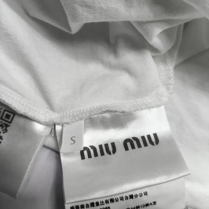 Miu Miu Miu Miu Logo Print Short Sleeve T-Shirt 0079 Size S / US 4 / IT 40 - 6 Thumbnail