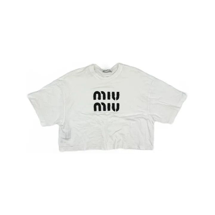 Miu Miu Miu Miu Logo Print Short Sleeve T-Shirt 0079 Size S / US 4 / IT 40 - 2 Thumbnail