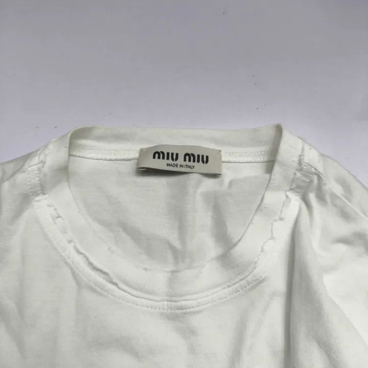 Miu Miu Miu Miu Logo Print Short Sleeve T-Shirt 0079 Size S / US 4 / IT 40 - 4 Thumbnail
