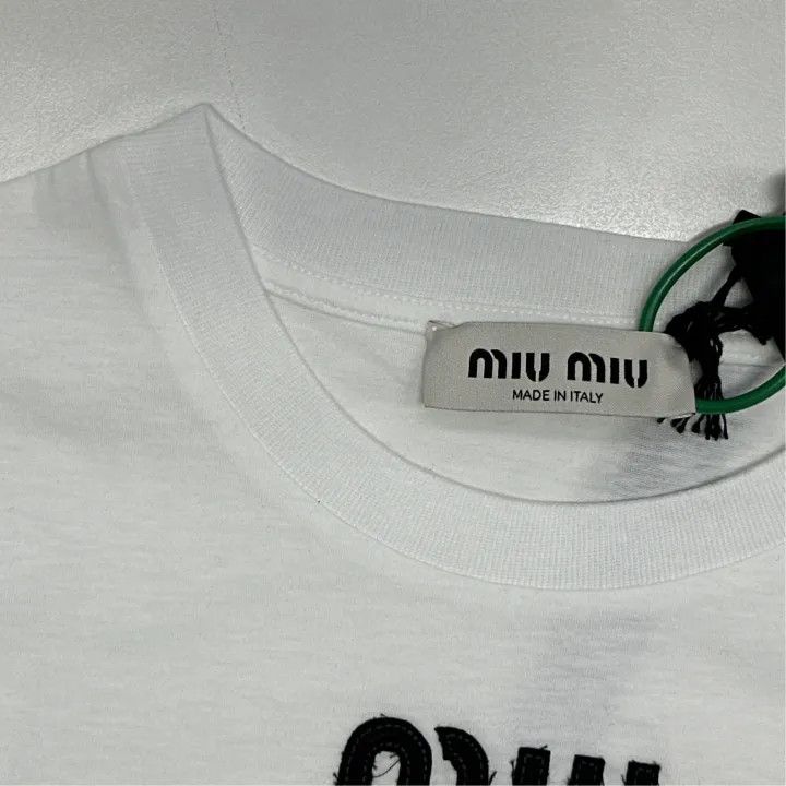 Miu Miu Miu Miu SS23 Logo Print Short Sleeve T-Shirt 0079 Size M / US 6-8 / IT 42-44 - 4 Thumbnail