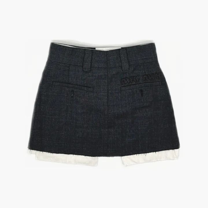 Miu Miu Miu Miu Mini A-Line Skirt in Slate Gray 0079 Size 36" / US 14 / IT 50 - 3 Thumbnail