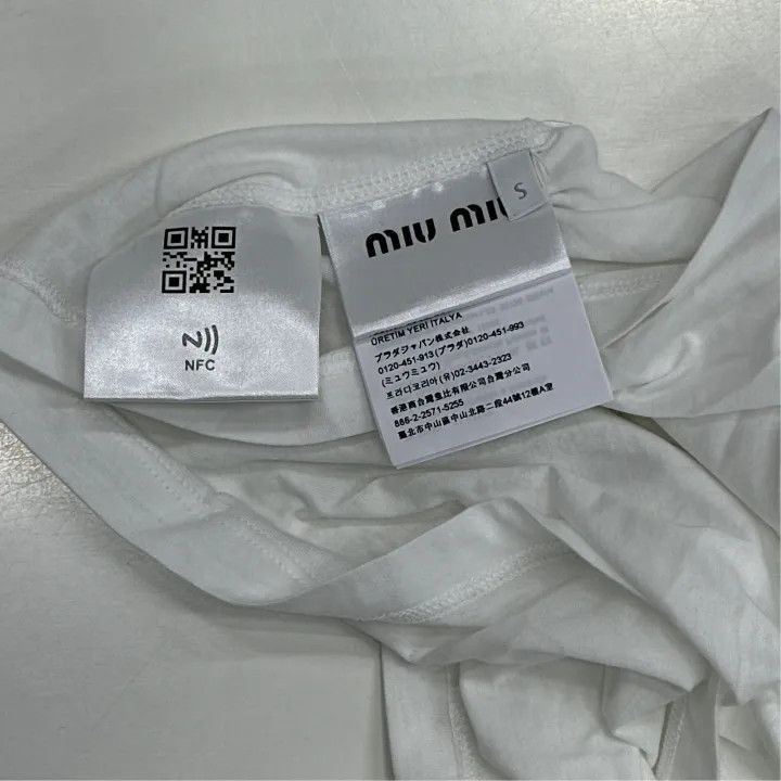 Miu Miu Miu Miu SS23 White Logo Embroidered Short Sleeve Top 0079 Size S / US 4 / IT 40 - 3 Thumbnail