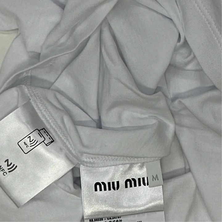 Miu Miu Miu Miu White Graphic Print Short Sleeve T-Shirt 0079 Size M / US 6-8 / IT 42-44 - 3 Thumbnail