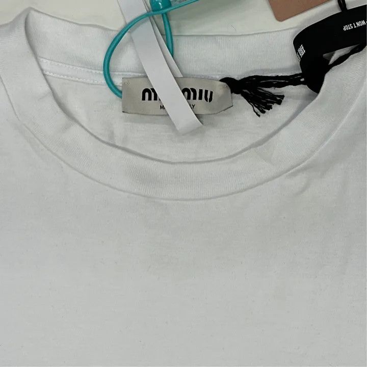 Miu Miu Miu Miu White Graphic Print Short Sleeve T-Shirt 0079 Size M / US 6-8 / IT 42-44 - 7 Thumbnail