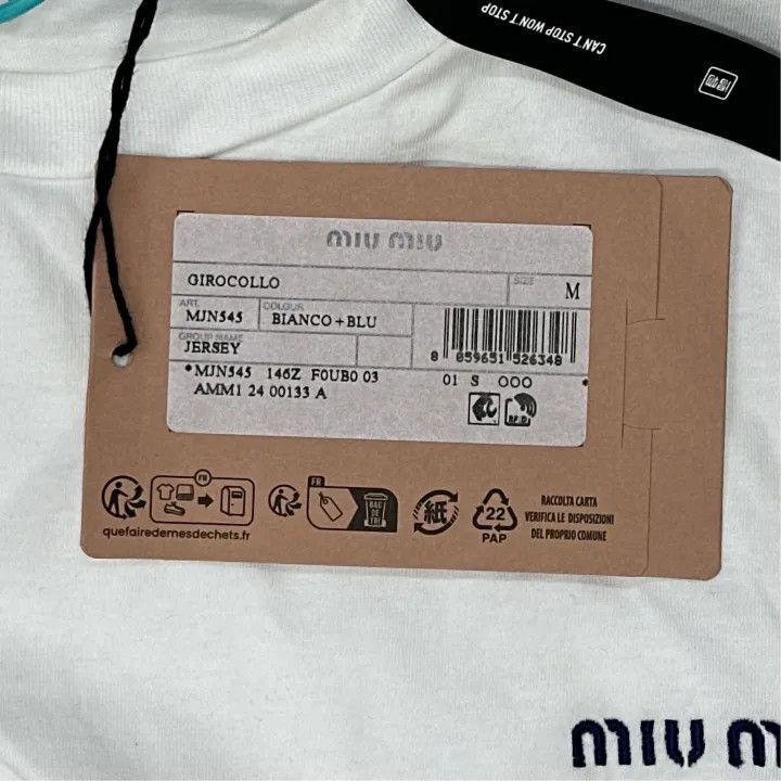 Miu Miu Miu Miu White Graphic Print Short Sleeve T-Shirt 0079 Size M / US 6-8 / IT 42-44 - 5 Thumbnail