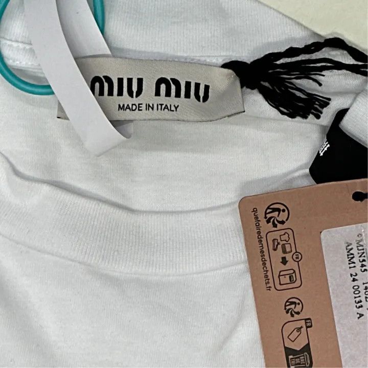 Miu Miu Miu Miu White Graphic Print Short Sleeve T-Shirt 0079 Size M / US 6-8 / IT 42-44 - 6 Thumbnail