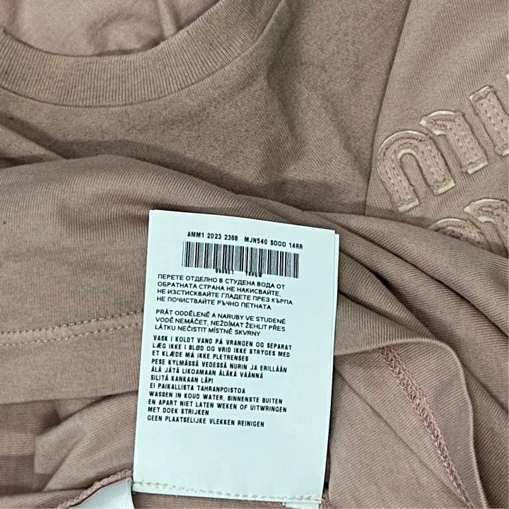 Miu Miu Miu Miu Pink Logo Embroidered Short Sleeve T-Shirt 0079 Size XS / US 0-2 / IT 36-38 - 2 Thumbnail