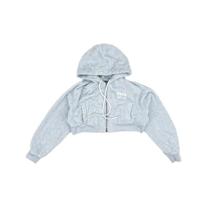 Miu Miu Miu Miu Logo Cropped Hooded Sweatshirt 0079 Size M / US 6-8 / IT 42-44 - 2 Thumbnail