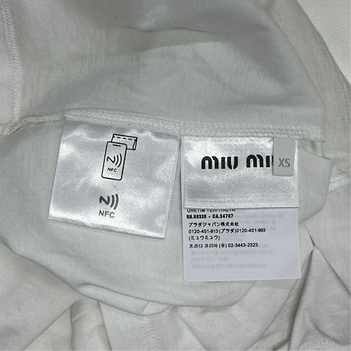 Miu Miu Miu Miu White Logo Embroidery Short Sleeve T-Shirt 0079 Size XS / US 0-2 / IT 36-38 - 5 Thumbnail