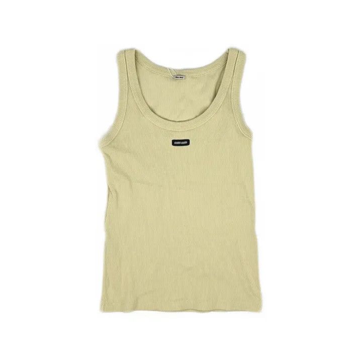 Miu Miu Miu Miu White Logo Ribbed Tank Top 0079 Size M / US 6-8 / IT 42-44 - 2 Thumbnail