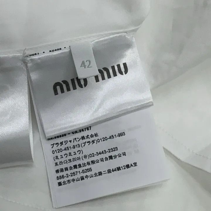 Miu Miu Miu Miu White Cropped Long Sleeve Shirt 0079 Size L / US 10 / IT 46 - 4 Thumbnail