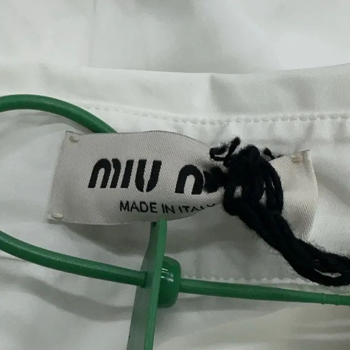 Miu Miu Miu Miu White Cropped Long Sleeve Shirt 0079 Size L / US 10 / IT 46 - 3 Thumbnail