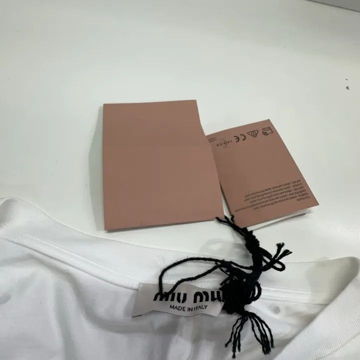 Miu Miu Miu Miu Crystal Logo Sleeveless T-Shirt 0079 Size XS / US 0-2 / IT 36-38 - 4 Thumbnail