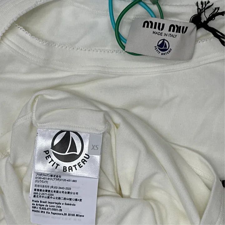 Miu Miu Miu Miu White Embroidered Logo T-Shirt 0079 Size XS / US 0-2 / IT 36-38 - 3 Thumbnail