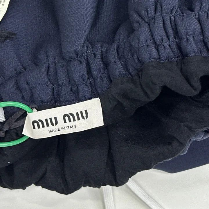 Miu Miu Miu Miu Navy Blue Elastic Mini Skirt 0079 Size 40" / US 18 - 2 Thumbnail