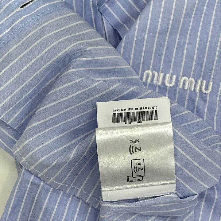 Miu Miu Miu Miu Striped Print Crop Button-Up Shirt 0079 Size M / US 6-8 / IT 42-44 - 4 Thumbnail