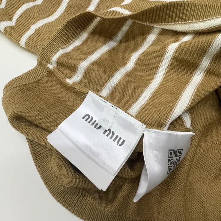 Miu Miu Miu Miu Striped Embroidered Knit T-Shirt 0079 Size M / US 6-8 / IT 42-44 - 6 Thumbnail