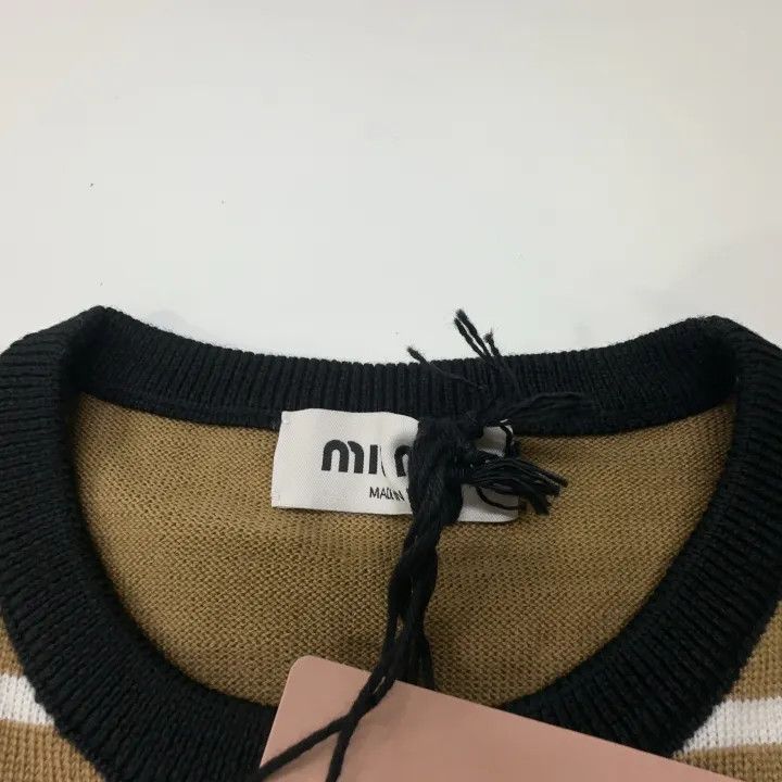 Miu Miu Miu Miu Striped Embroidered Knit T-Shirt 0079 Size M / US 6-8 / IT 42-44 - 4 Thumbnail