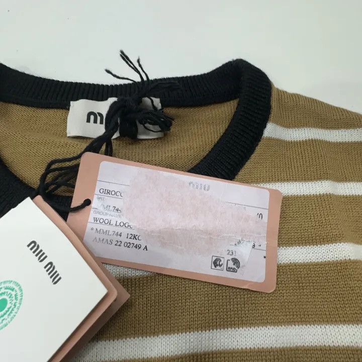 Miu Miu Miu Miu Striped Embroidered Knit T-Shirt 0079 Size M / US 6-8 / IT 42-44 - 5 Thumbnail