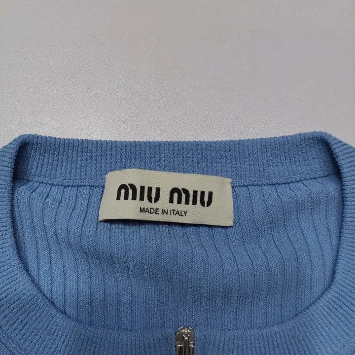 Miu Miu Miu Miu SS22 Blue Cropped Knitted Sweater 0079 Size M / US 6-8 / IT 42-44 - 6 Thumbnail