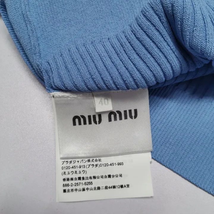 Miu Miu Miu Miu SS22 Blue Cropped Knitted Sweater 0079 Size M / US 6-8 / IT 42-44 - 4 Thumbnail