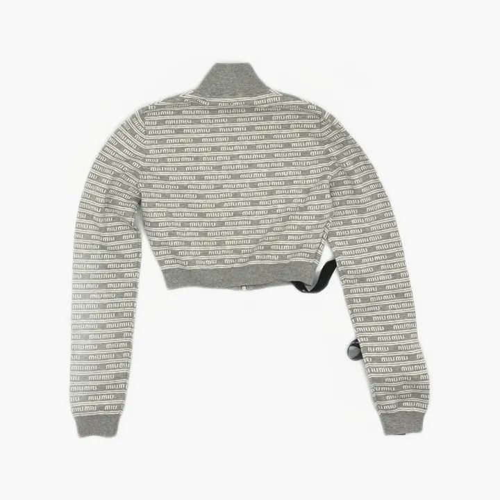 Miu Miu Miu Miu SS24 Gray Cropped Zip Jacket 0079 Size S / US 4 / IT 40 - 3 Thumbnail