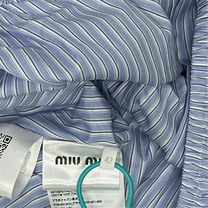 Miu Miu Miu Miu SS22 Striped Short Sleeve T-Shirt 0079 Size L / US 10 / IT 46 - 2 Thumbnail