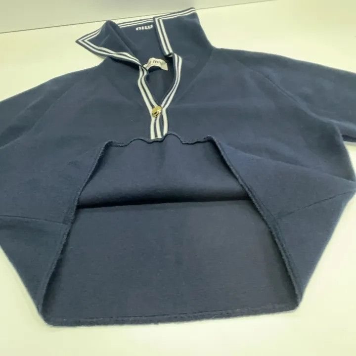 Miu Miu Miu Miu Striped Sailor Collar Cropped Shirt 0079 Size L / US 10 / IT 46 - 9 Thumbnail