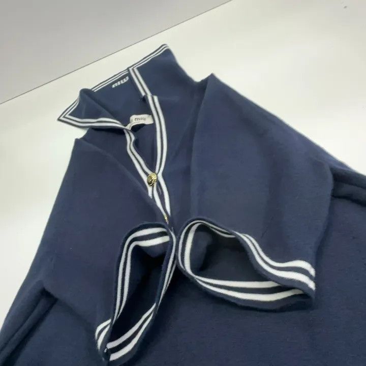 Miu Miu Miu Miu Striped Sailor Collar Cropped Shirt 0079 Size L / US 10 / IT 46 - 10 Thumbnail