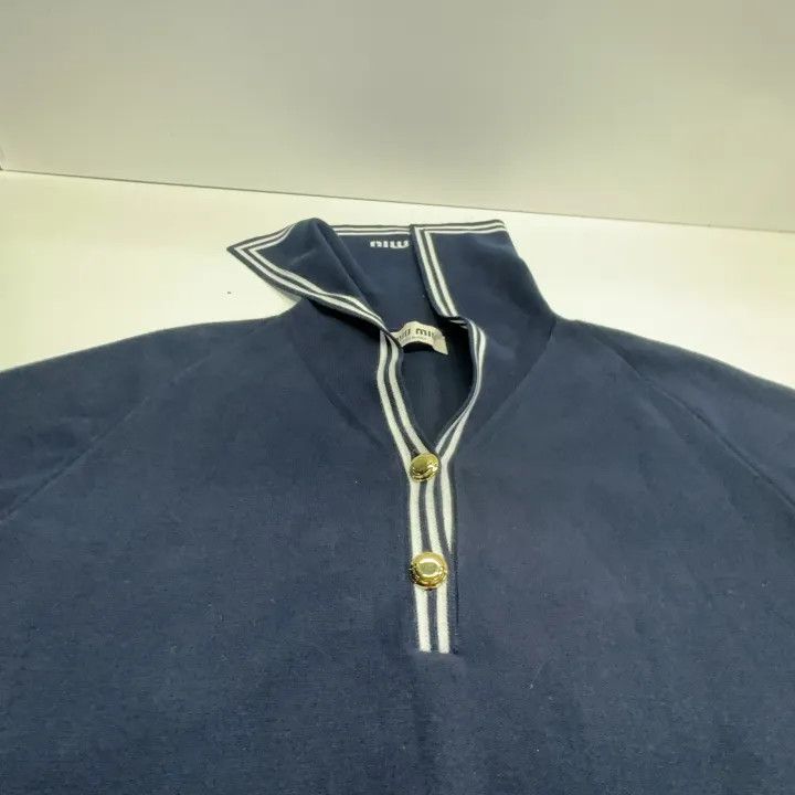 Miu Miu Miu Miu Striped Sailor Collar Cropped Shirt 0079 Size L / US 10 / IT 46 - 8 Thumbnail