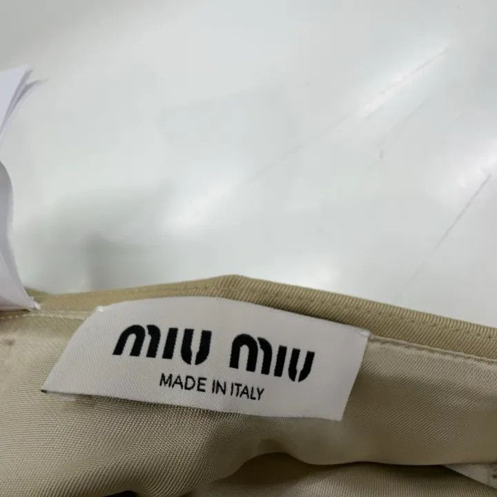 Miu Miu Miu Miu Beige Logo Mini Skirt for Women 0079 Size 38" / US 16 / IT 52 - 6 Thumbnail