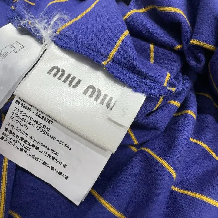 Miu Miu Miu Miu Striped Logo Crew Neck T-Shirt 0079 Size S / US 4 / IT 40 - 5 Thumbnail