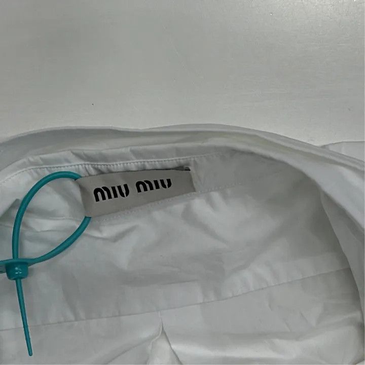 Miu Miu Miu Miu White Logo Print Cropped Long Sleeve Top 0079 Size M / US 6-8 / IT 42-44 - 2 Thumbnail